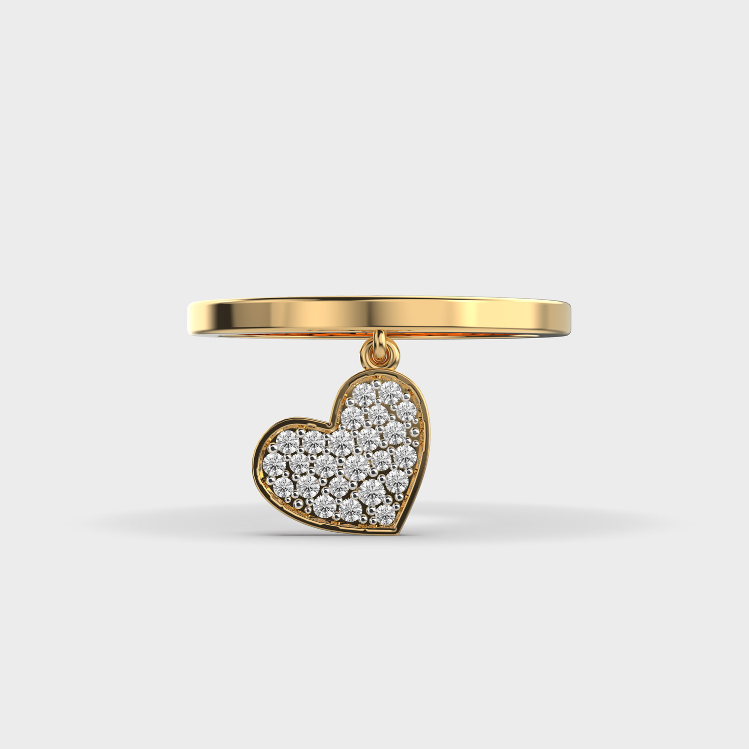 Hanging Heart Encrusted Diamond Ring