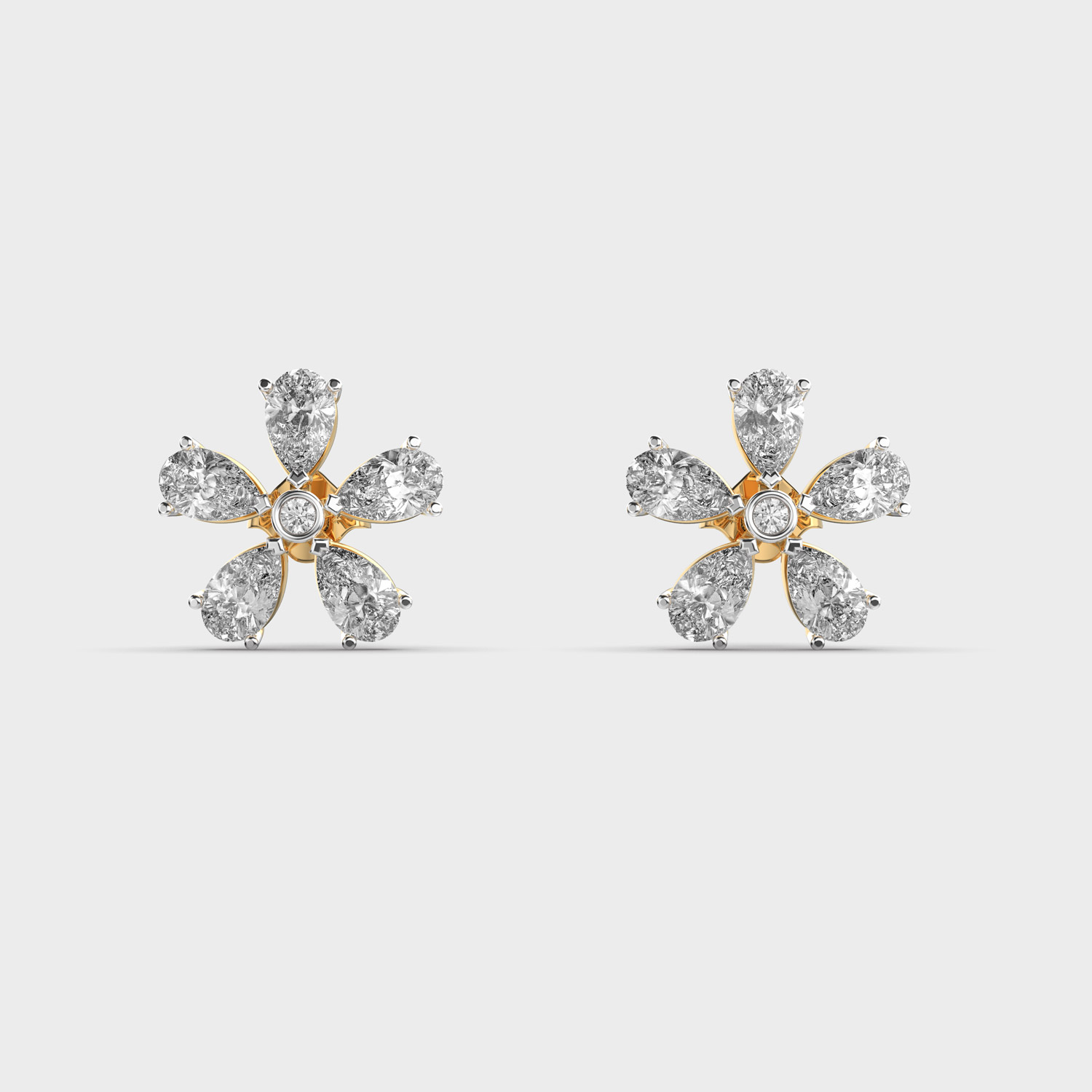 Simple Daisy Pear Cut Diamond Studs
