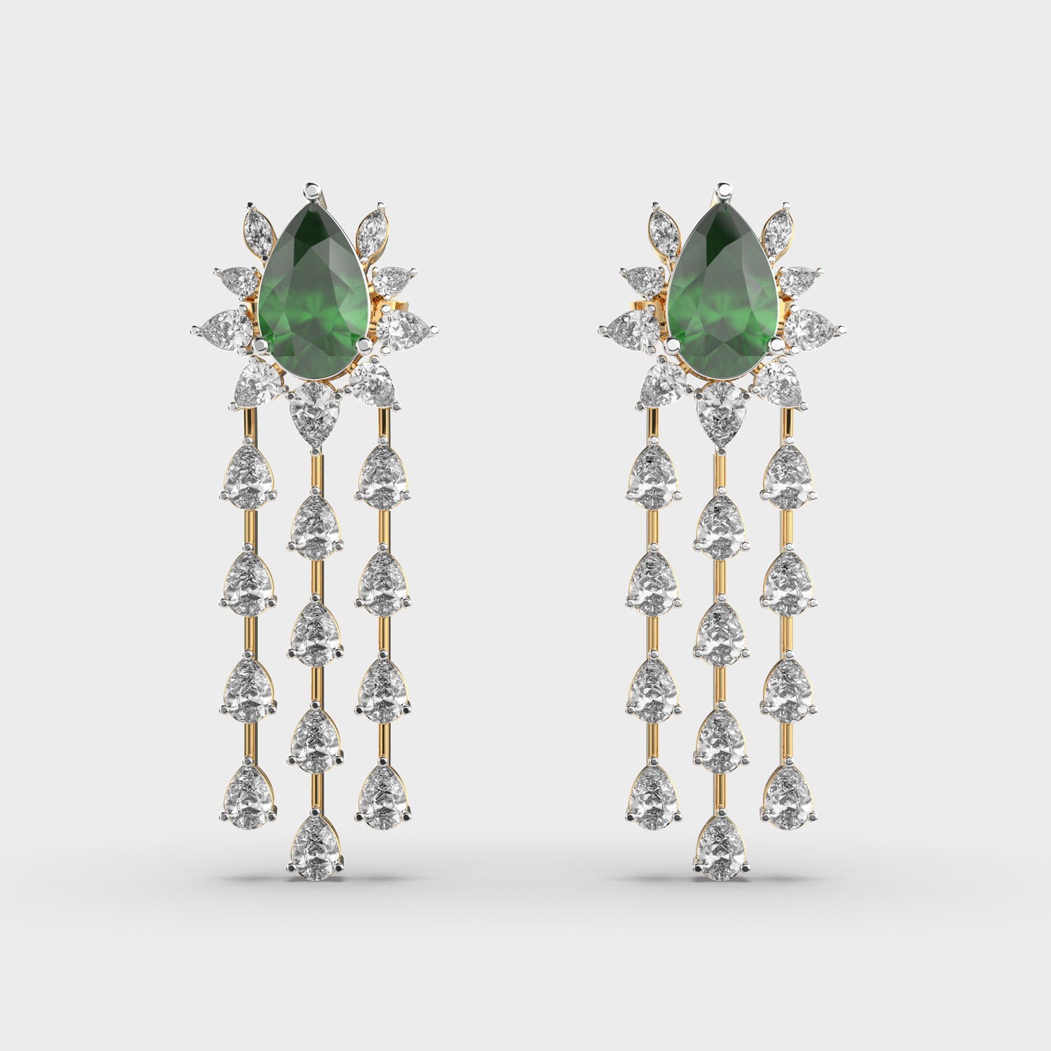Victorian Design Green Stone Diamond Earrings