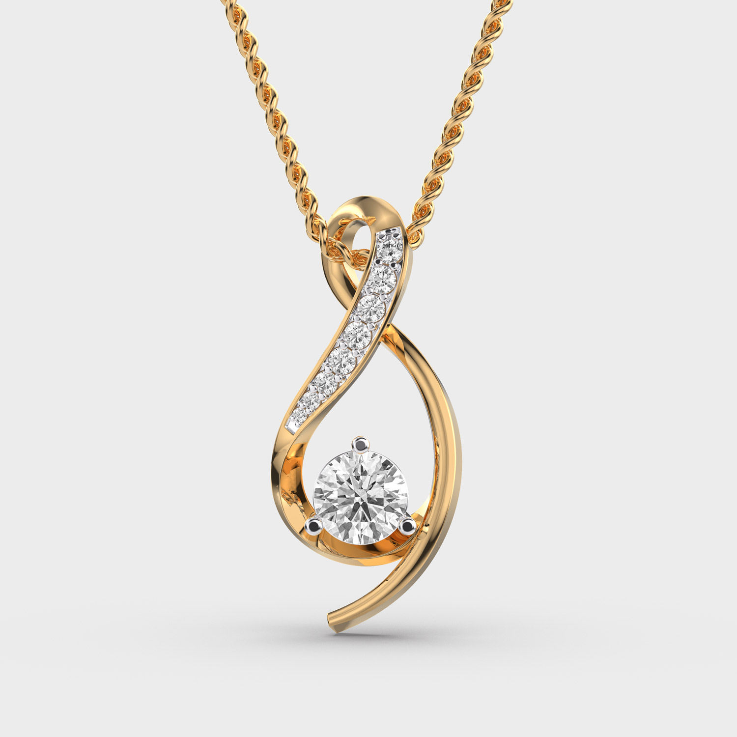 Swirl Diamond Pendant With Chain
