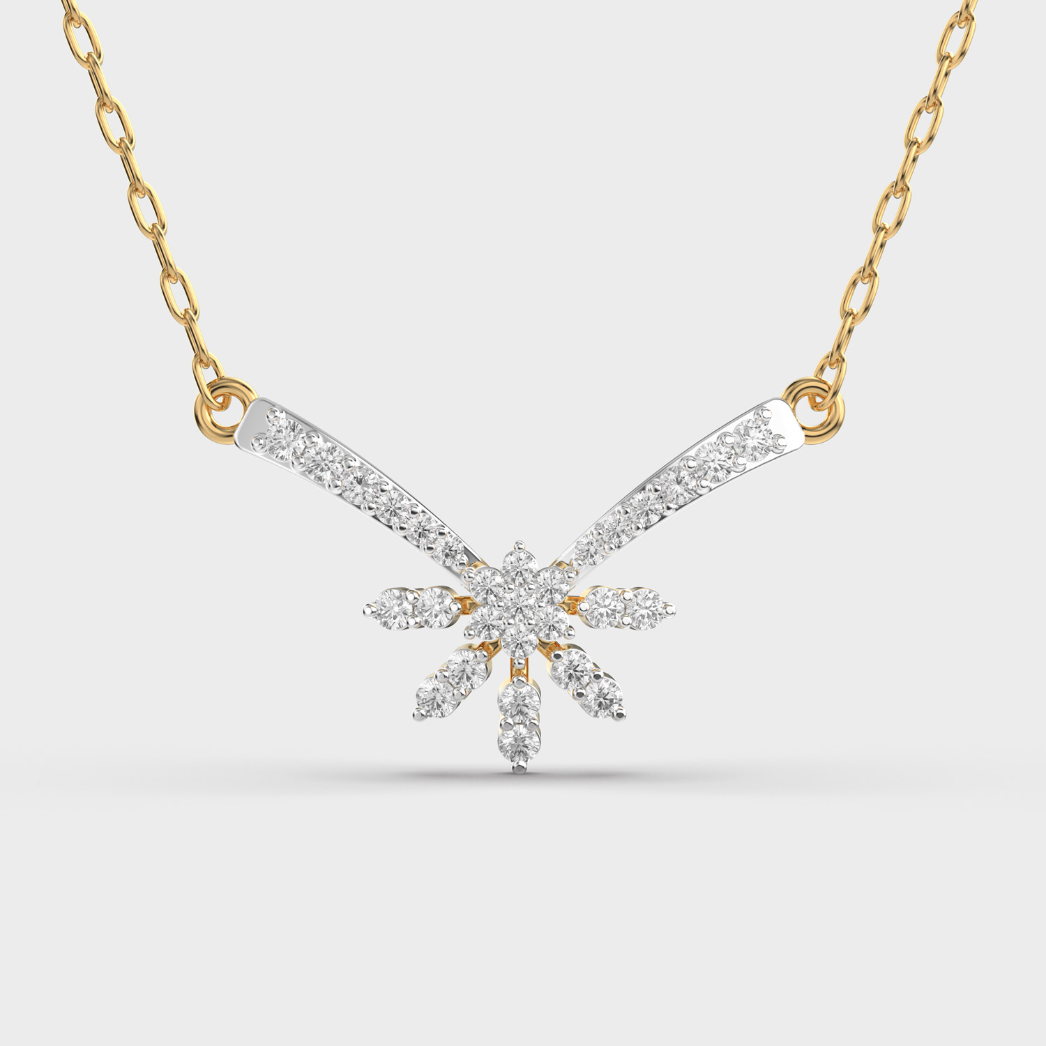 Simple Snowflake Diamond Pendant With Chain