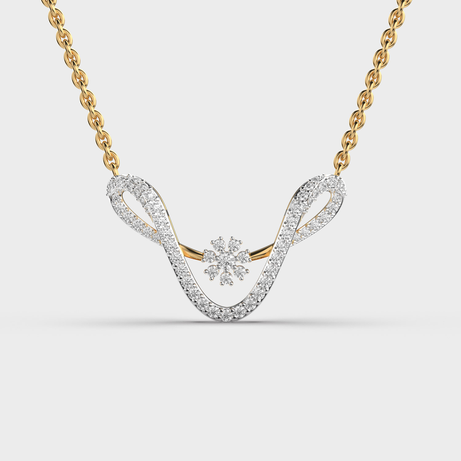 Inverted Geometry Diamond Pendant With Chain