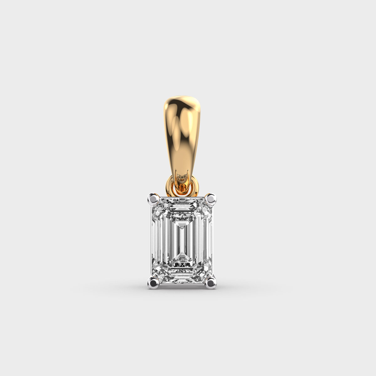 Emerald Cut Solitaire Pendant Without Chain
