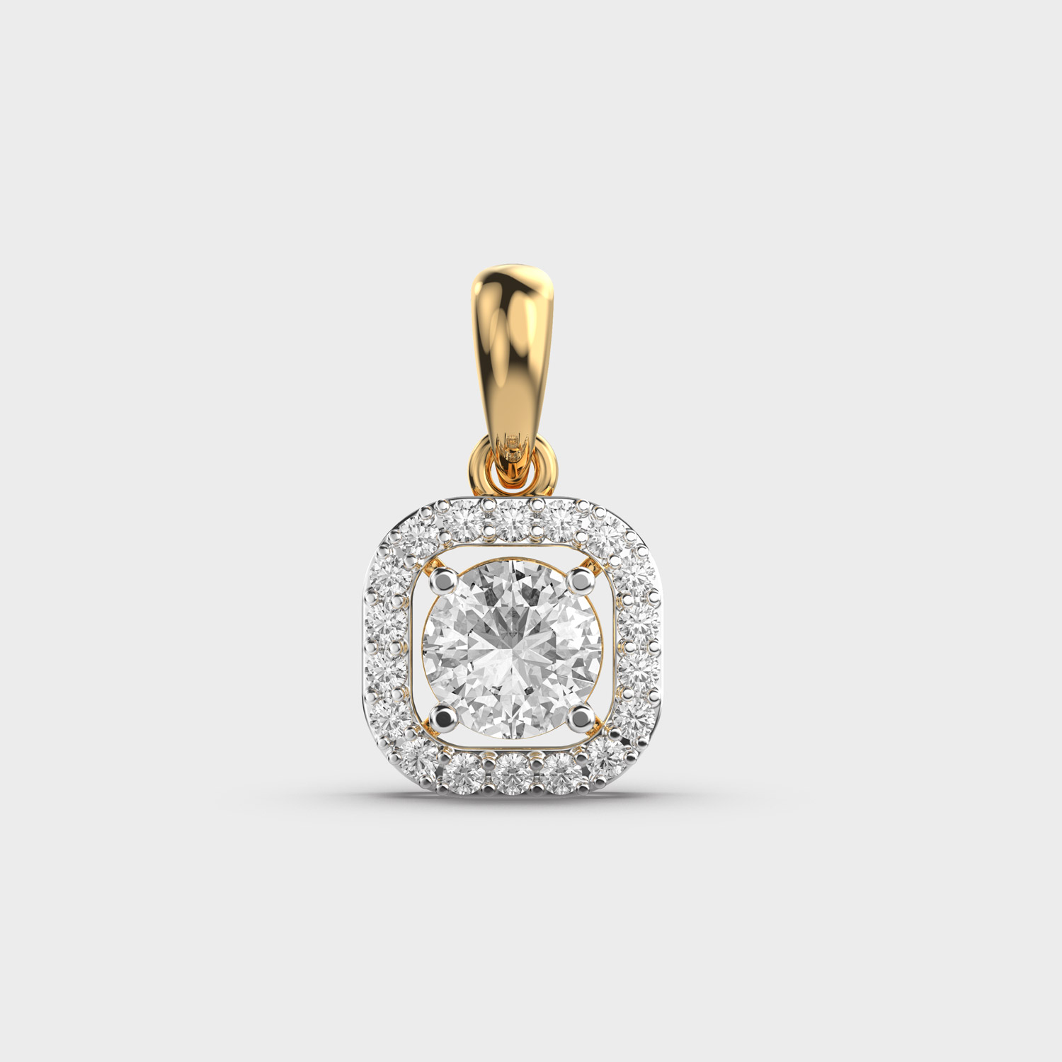 Radiant Diamond Halo Pendant Without Chain