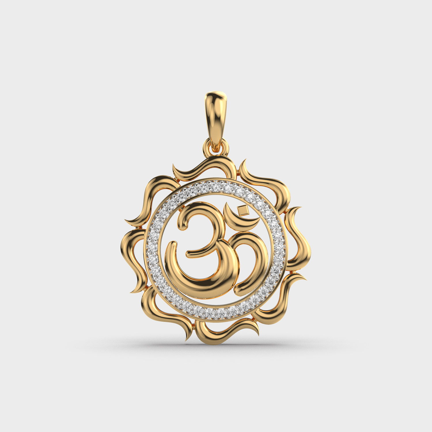 Circular Om Diamond Pendant Without Chain