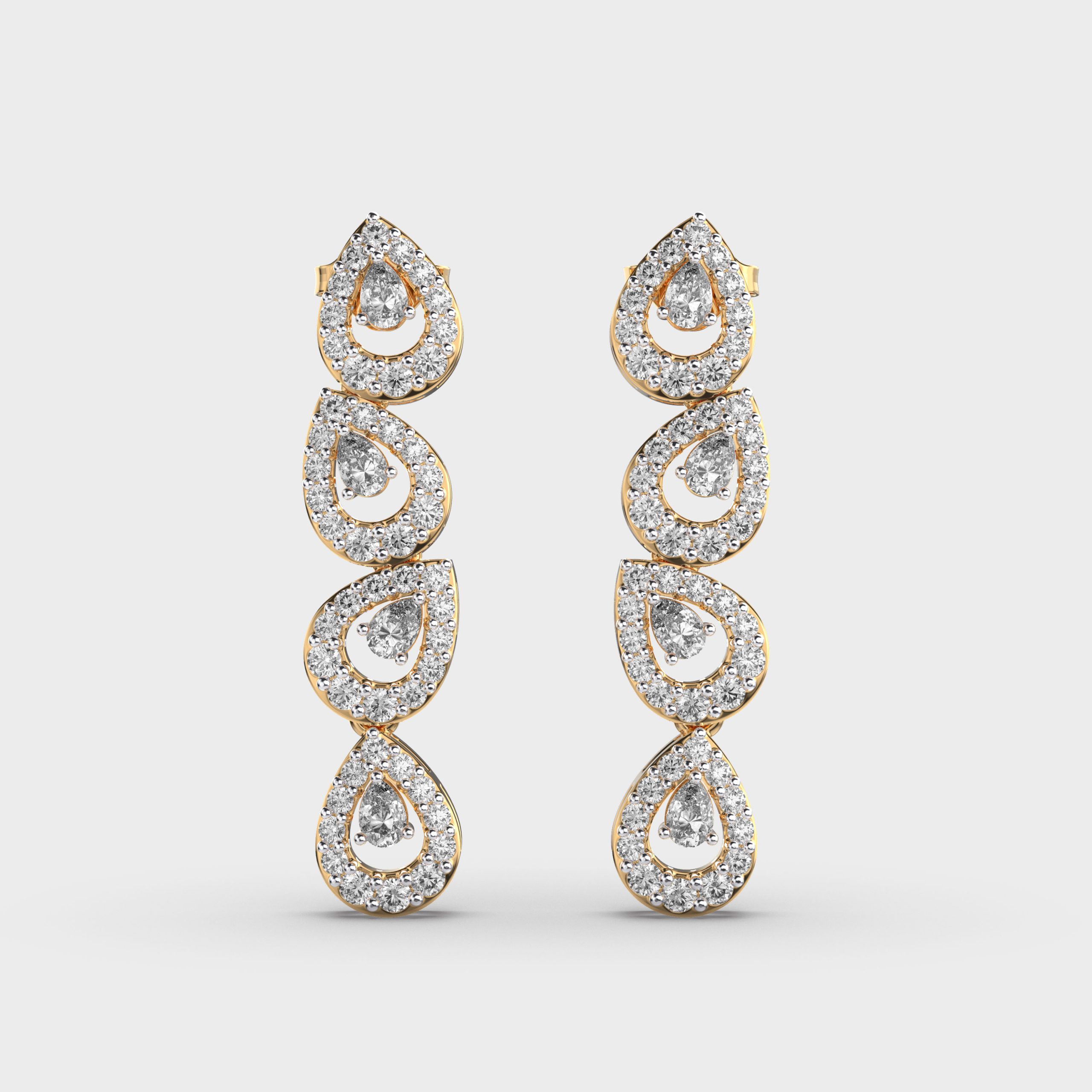 Tumble Pear Cut Diamond Earrings