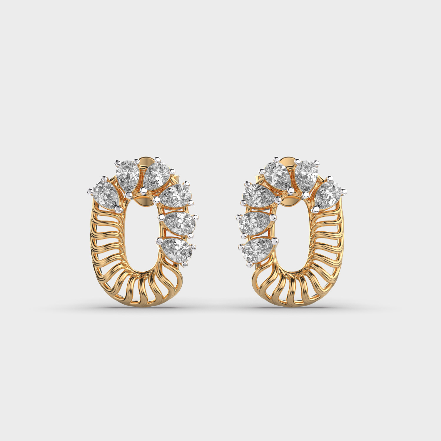 Guarded Petals Checkered Diamond Earrings