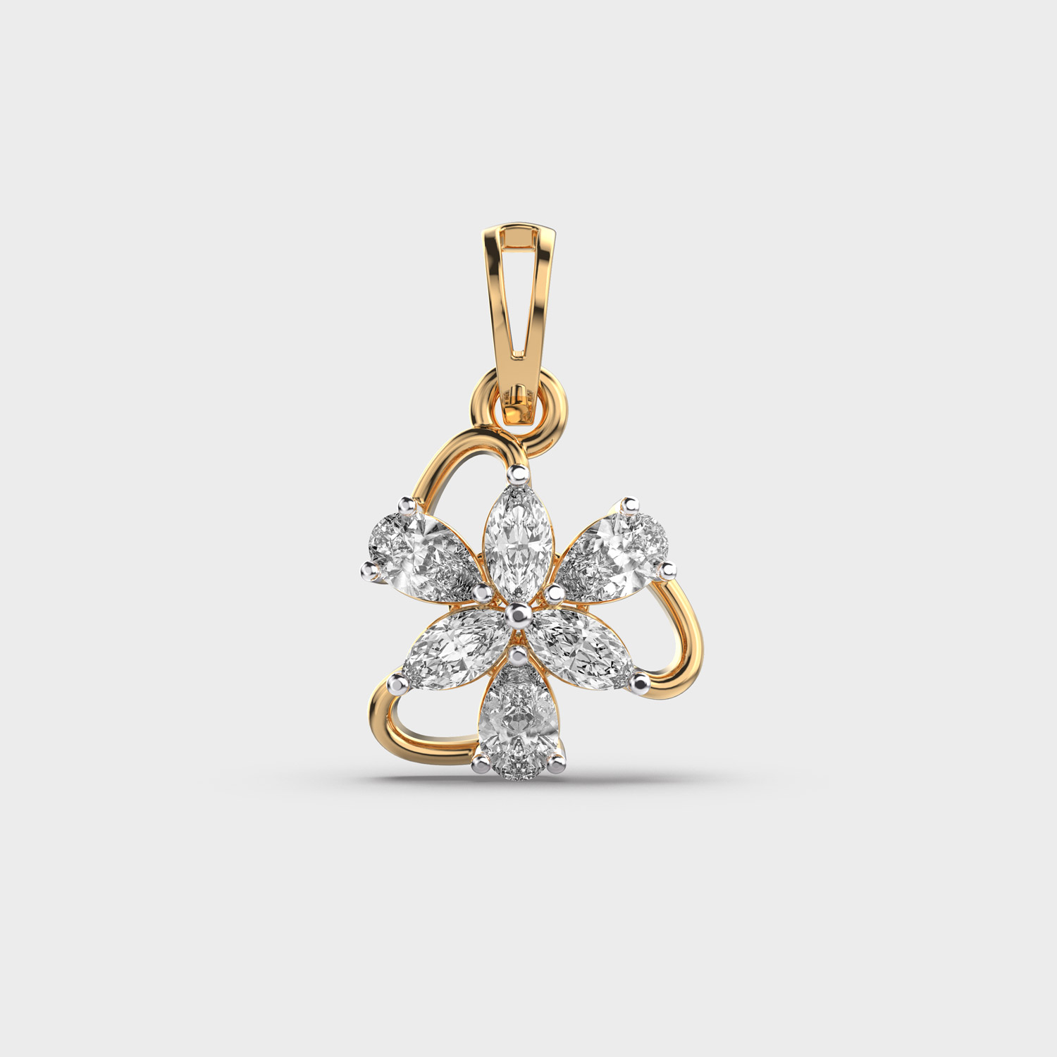 Floral Pear Diamond Pendant Without Chain