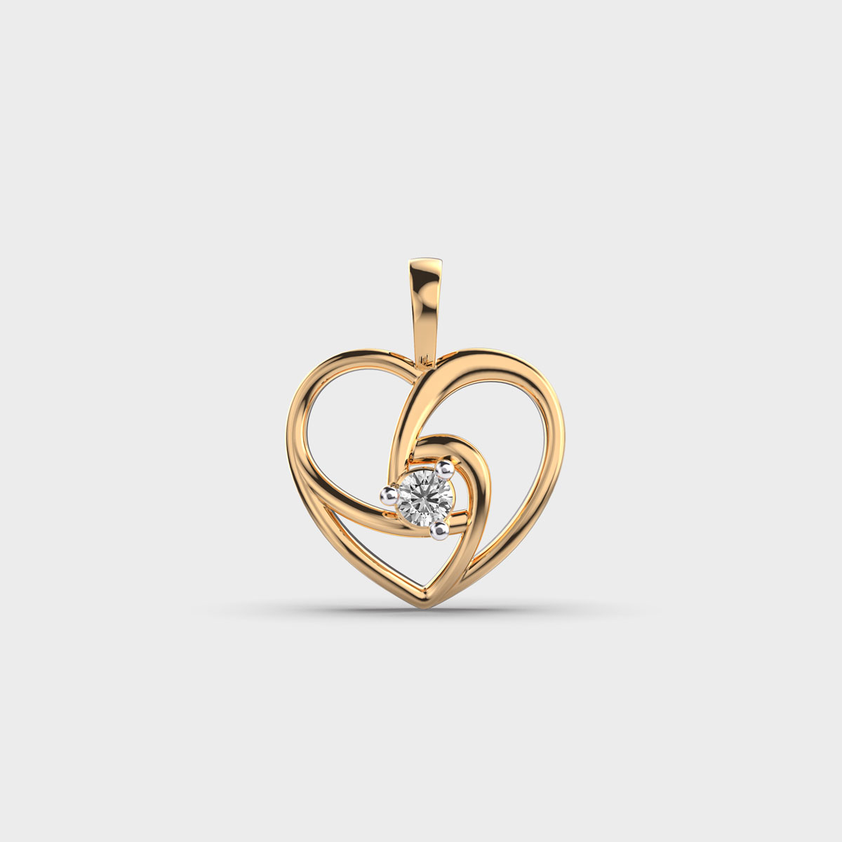 Glow Heart Diamond Pendant for Women Without Chain