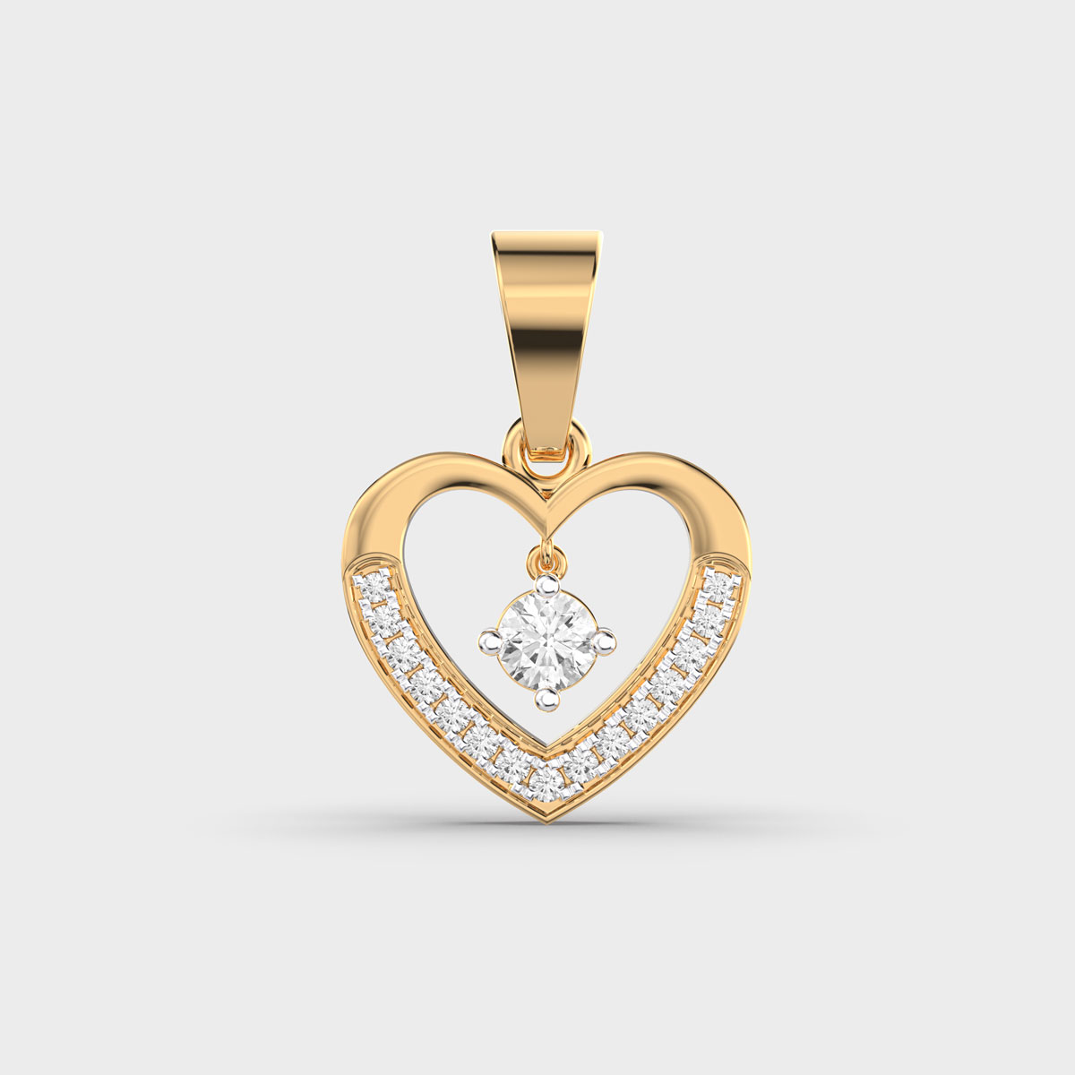 You In My Heart Round Diamond Pendant Without Chain