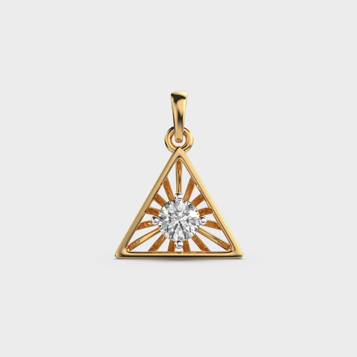 Triangular Sunburst Diamond Pendant Without Chain