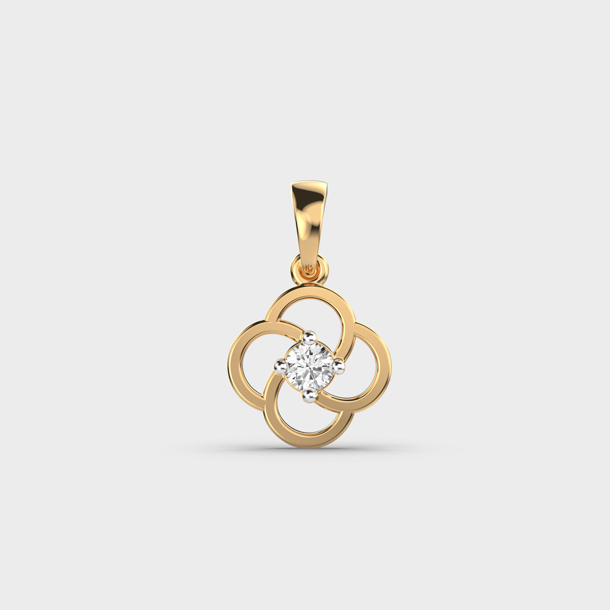 Gold Floral Diamond Pendant Without Chain