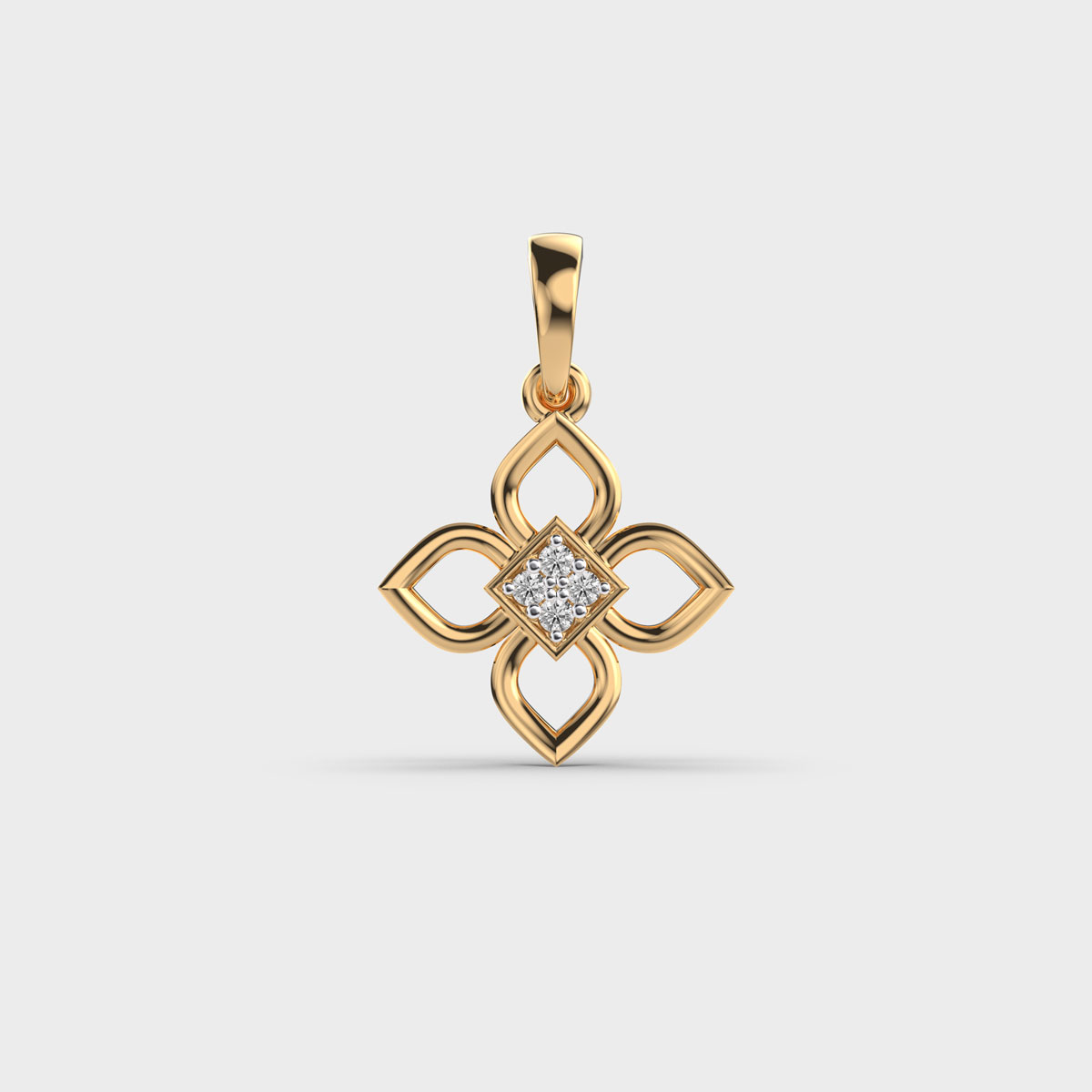Four Petal Diamond Pendant Without Chain