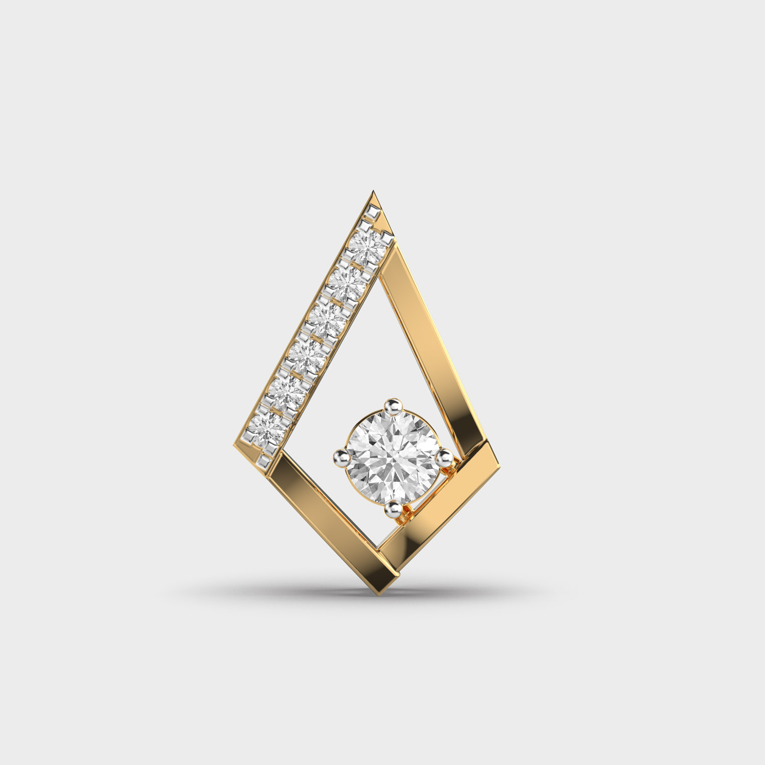 Edgy Rhombus Box Diamond Pendant Without Chain