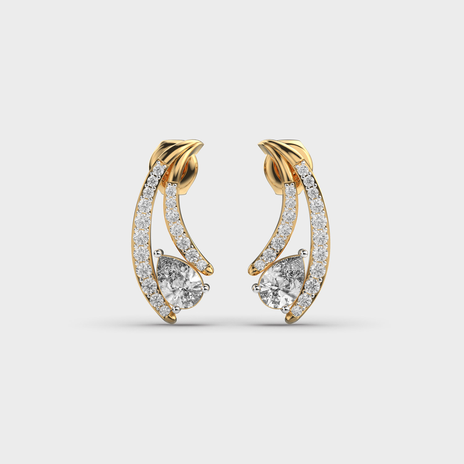 Angelic Curve Pear Diamond Studs