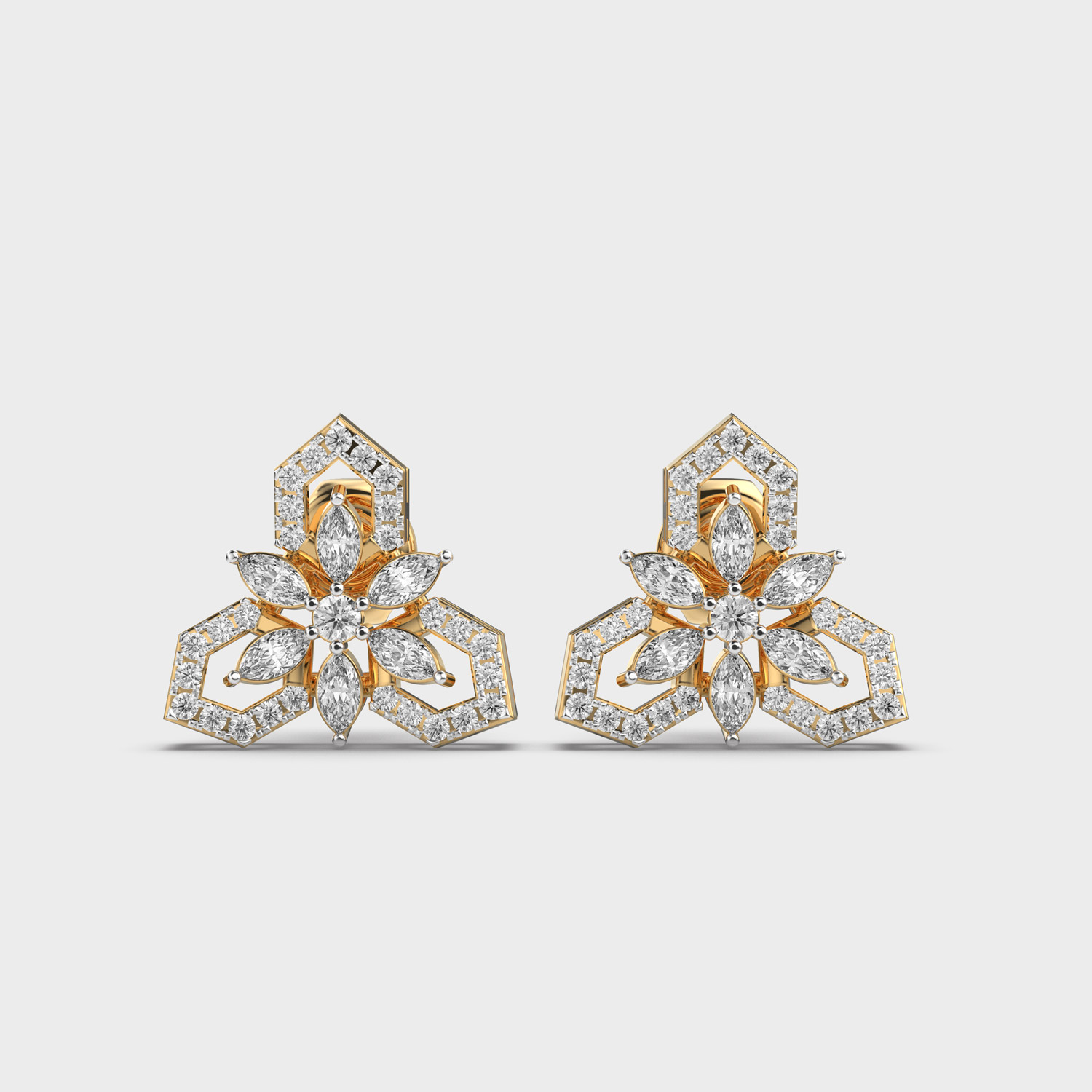 Marquise Floral Bloom Diamond Studs