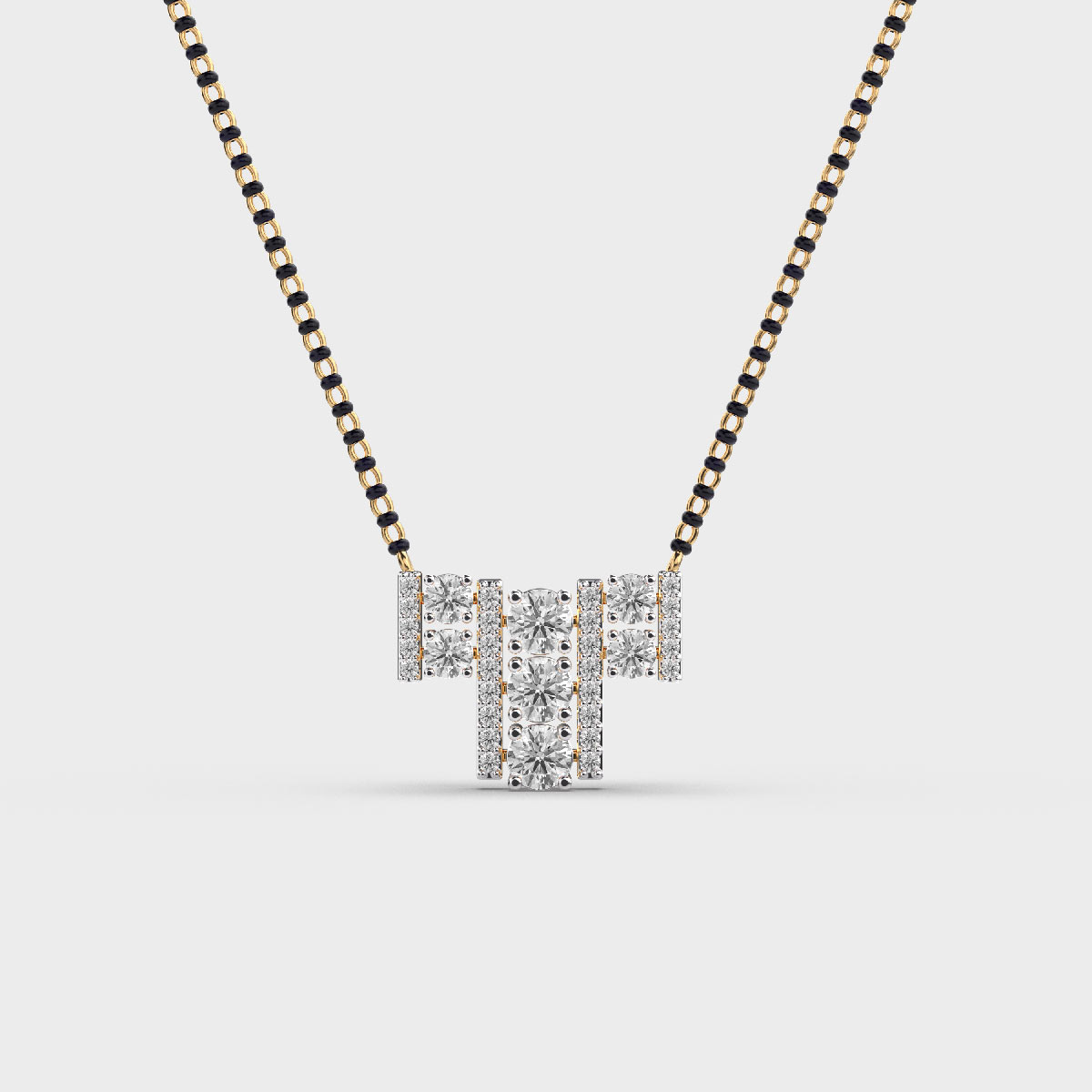 T Shaped Mangalsutra Diamond Pendant