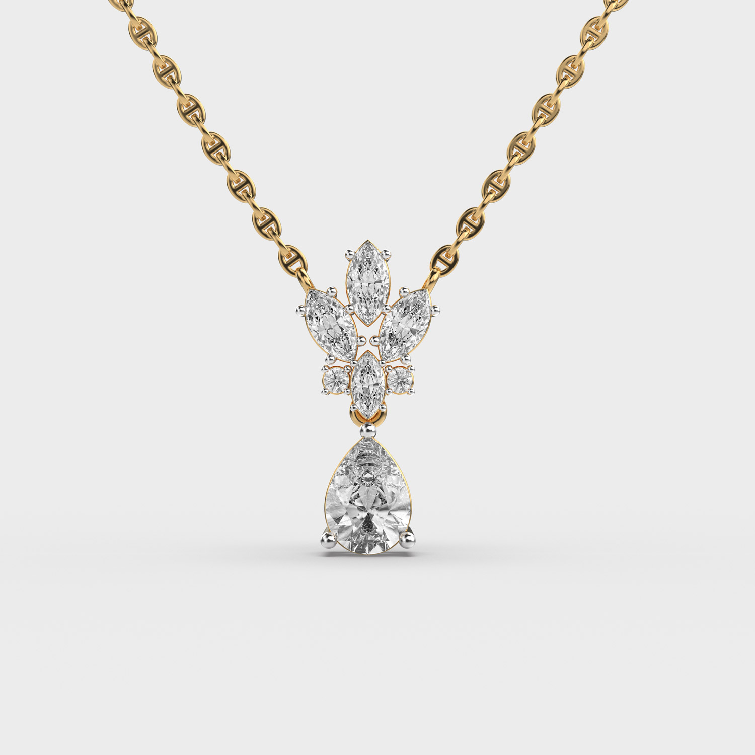 Tuliploop Pear Cut Diamond Encrusted Necklace