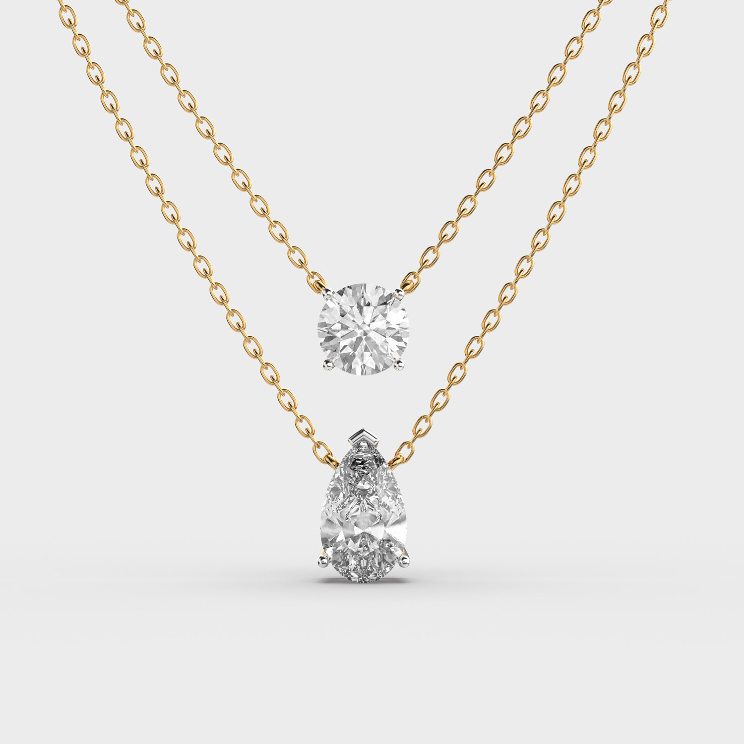 Duometery Round and Pear Diamond Necklace