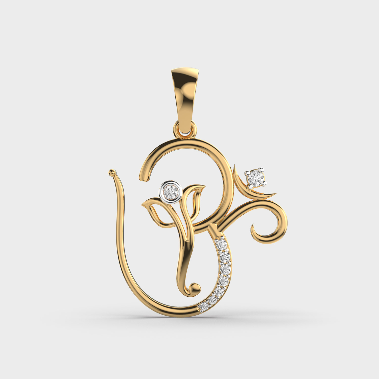 Ganesha OM Diamond Pendant without Chain