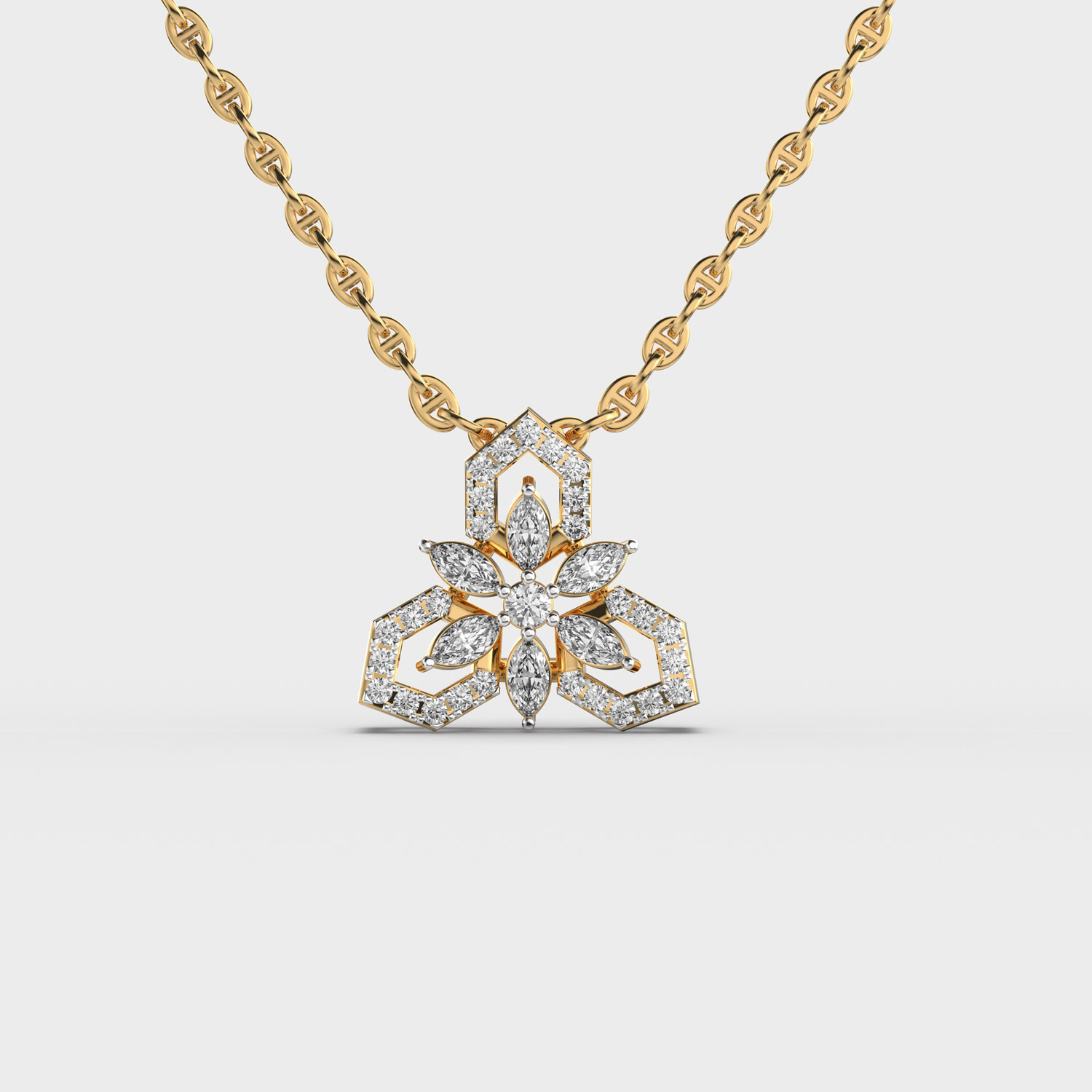 Roselle Floral Diamond Pendant With Chain