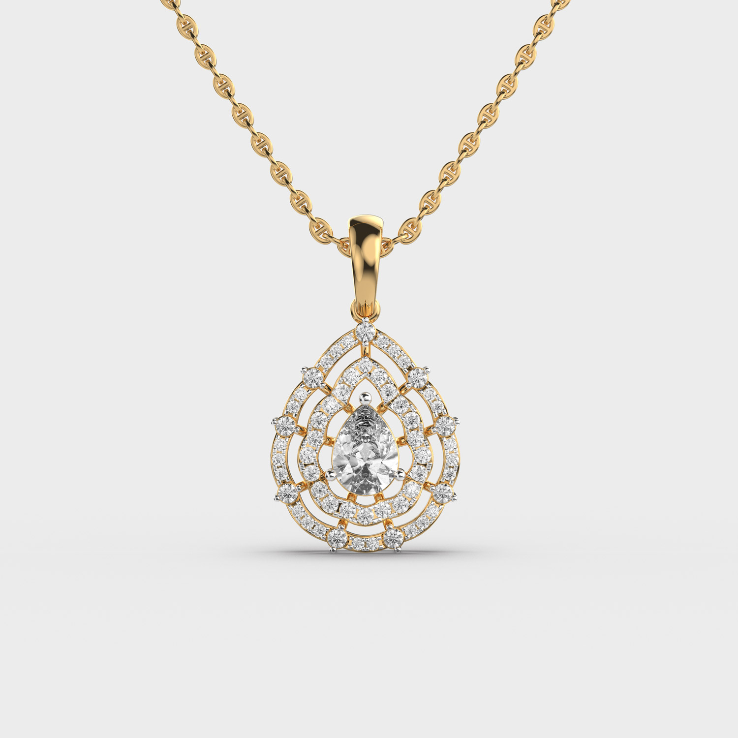 Solaria Round and Pear Encrusted Diamond Pendant