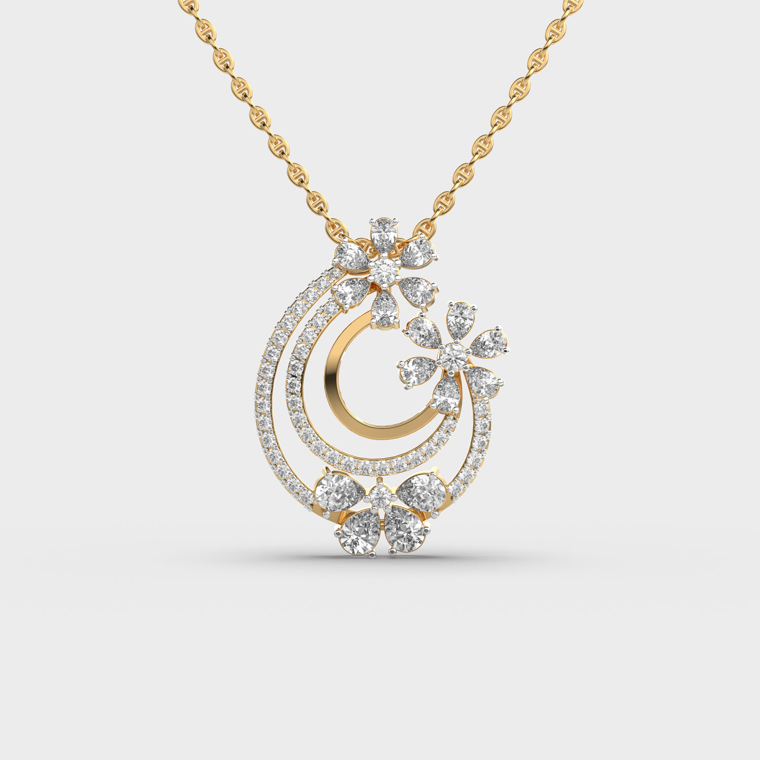 Splendid Freesia Mixed Diamond Pendant with Chain