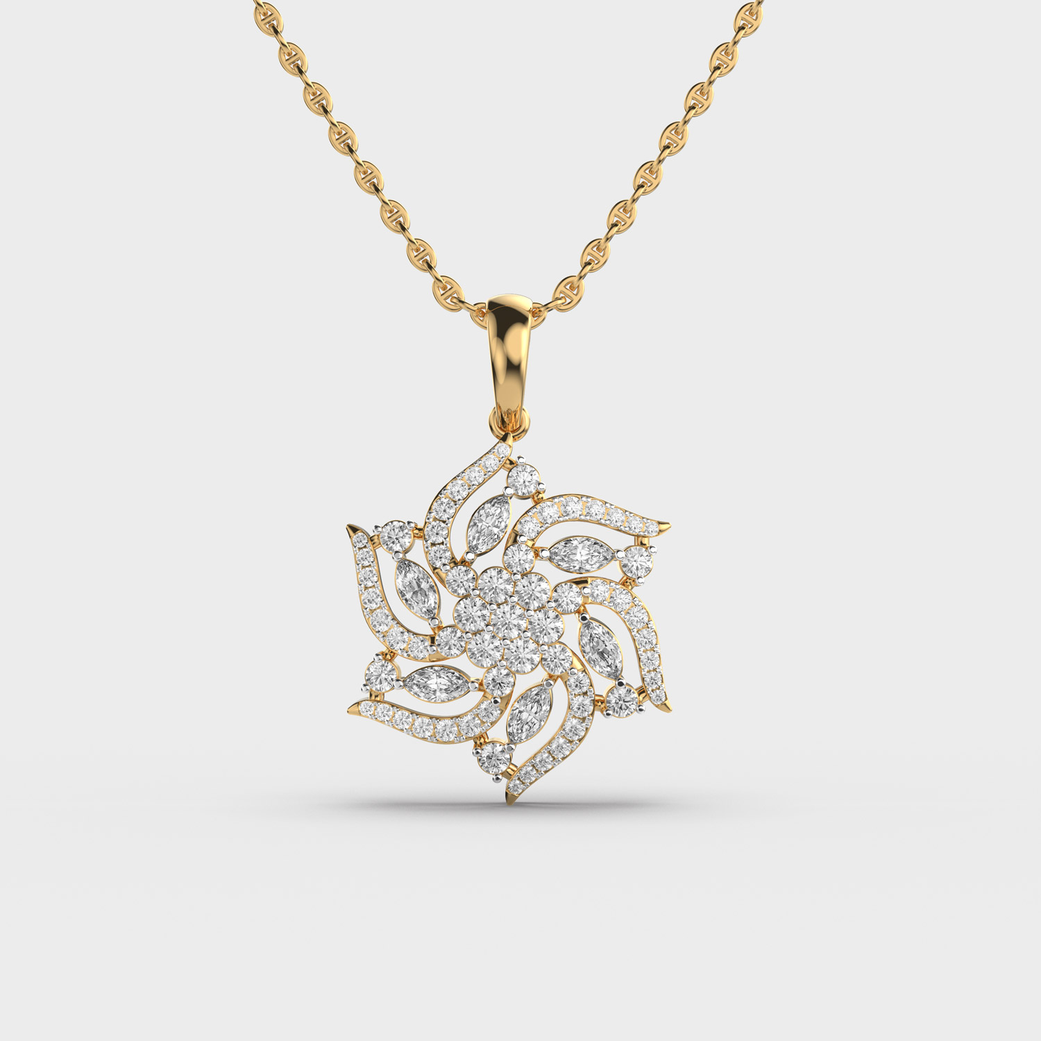 Roselight Diamond Encrusted Pendant With Chain
