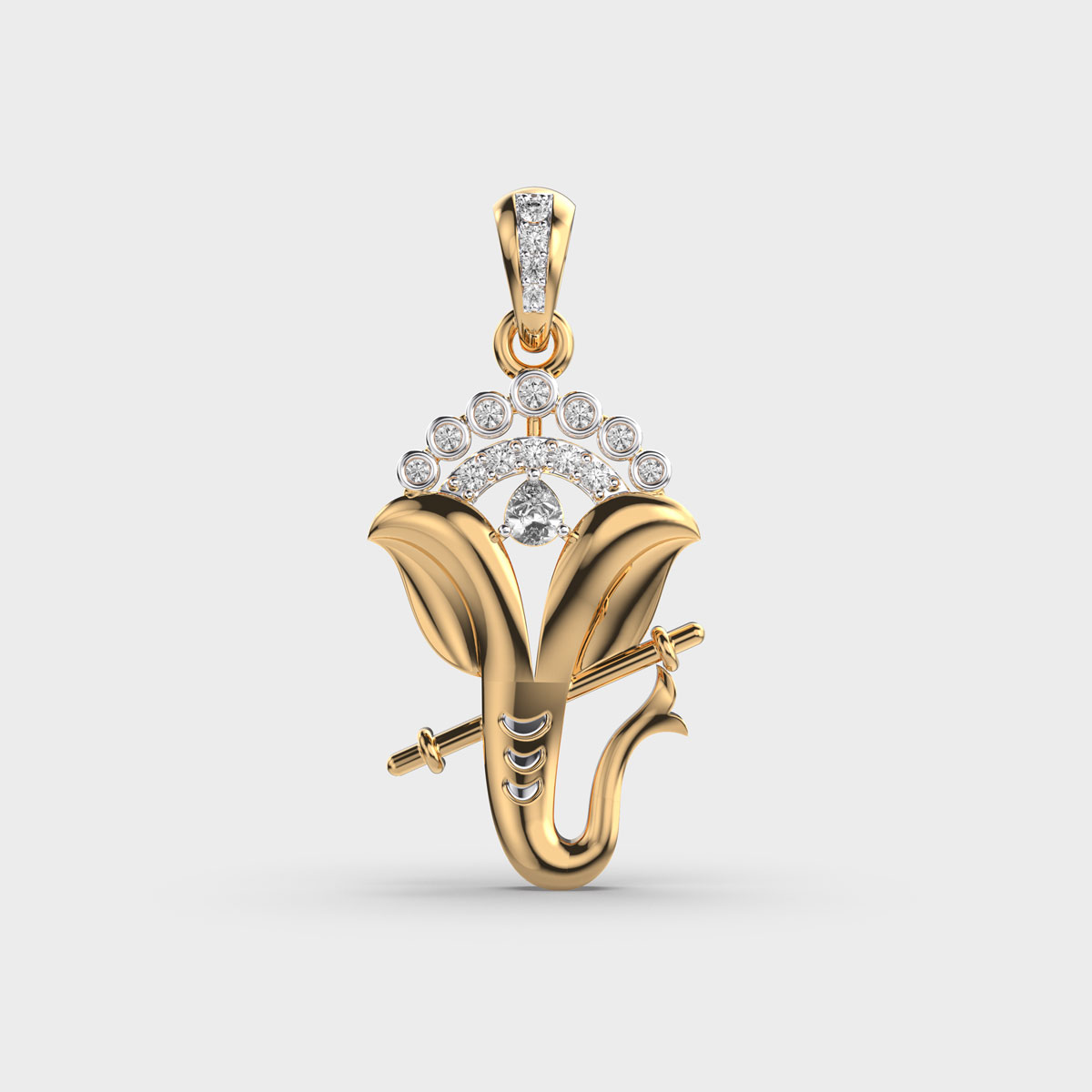 Divine Ganesha Flute Diamond Pendant without Chain