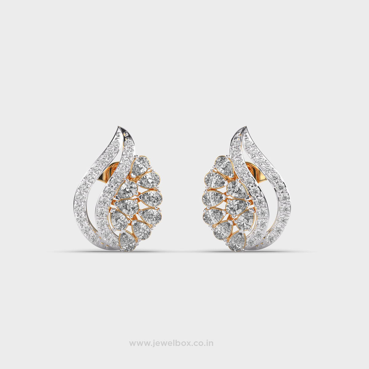 Peacock Motif Pear Diamond Earstuds