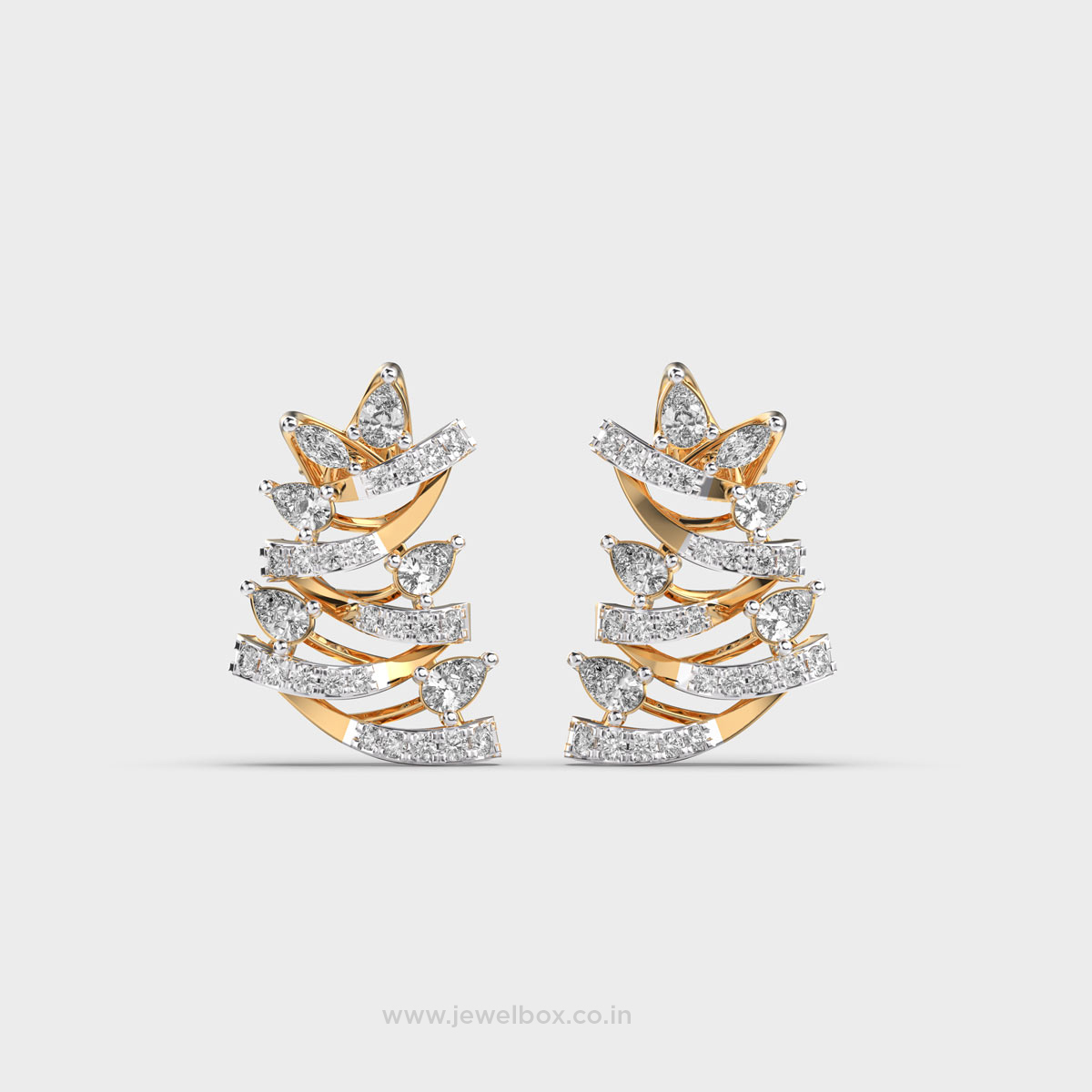 Zig Zag Leafy Diamond Studs