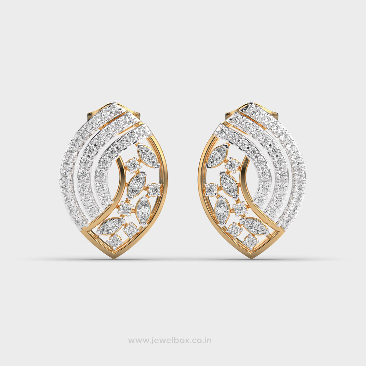 Half Triple Line Diamond Ear Studs