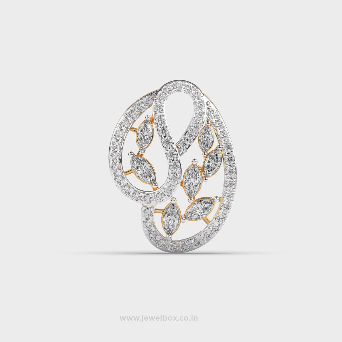Glimmering Leaf Marquise Diamond Pendant Without Chain