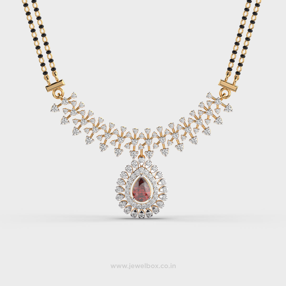 Maharani Red Stone Diamond Mangalsutra Necklace