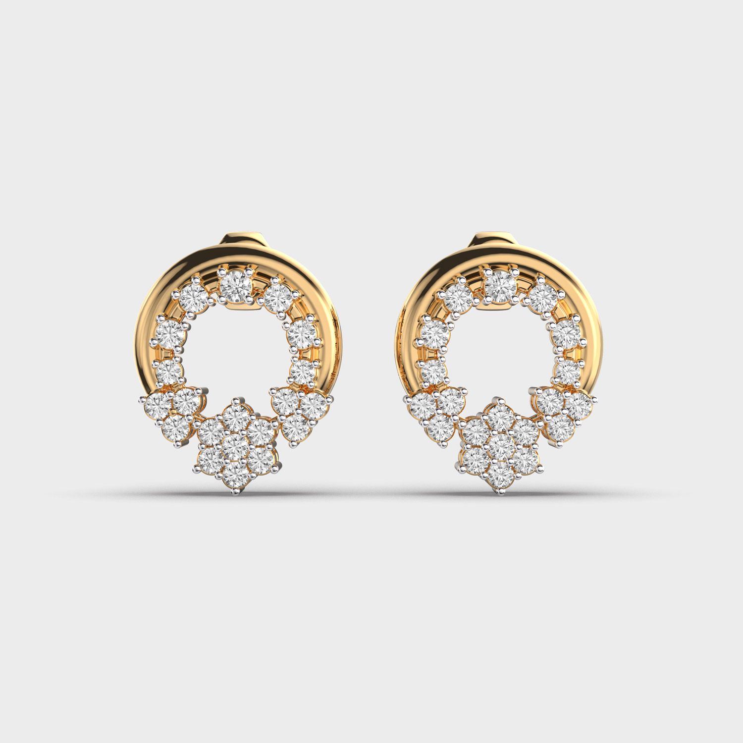 Circular Floral Diamond Earrings