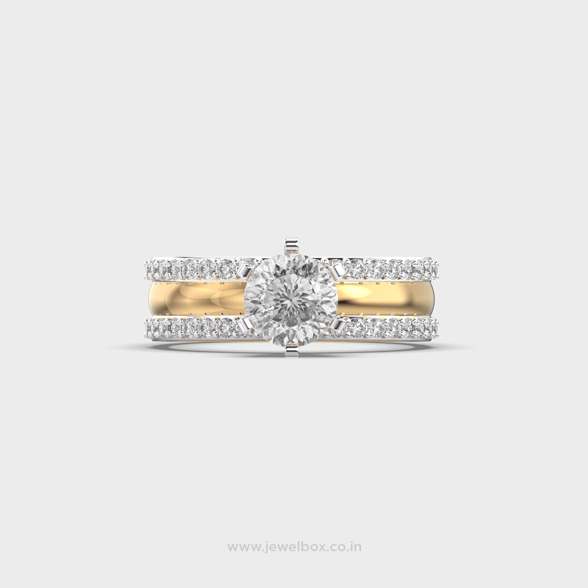 Twin Band Padma Cut Diamond Ring