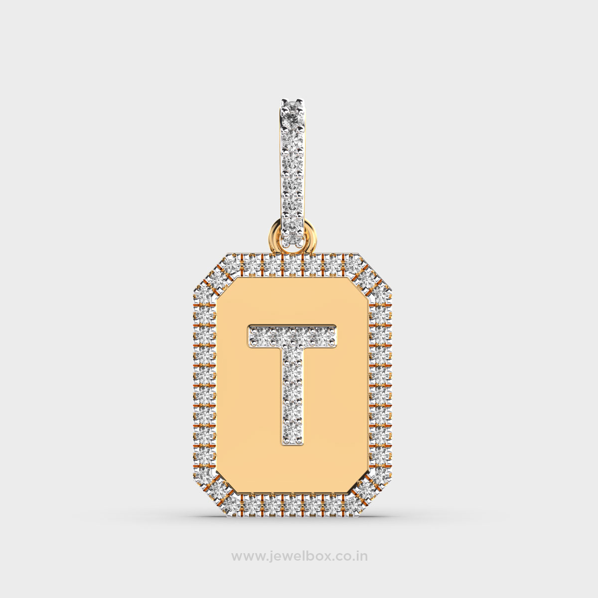 Shimmering T Alphabet Diamond Pendant without chain