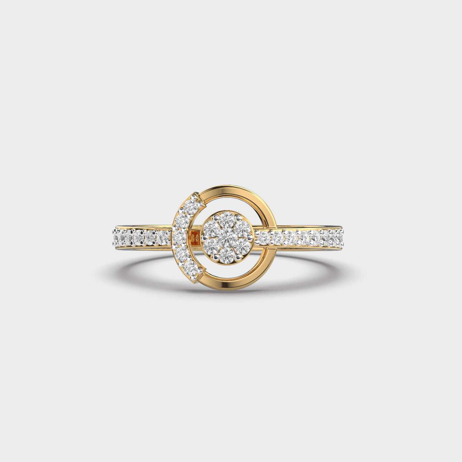 Charming Half in Half Round Diamond Ring
