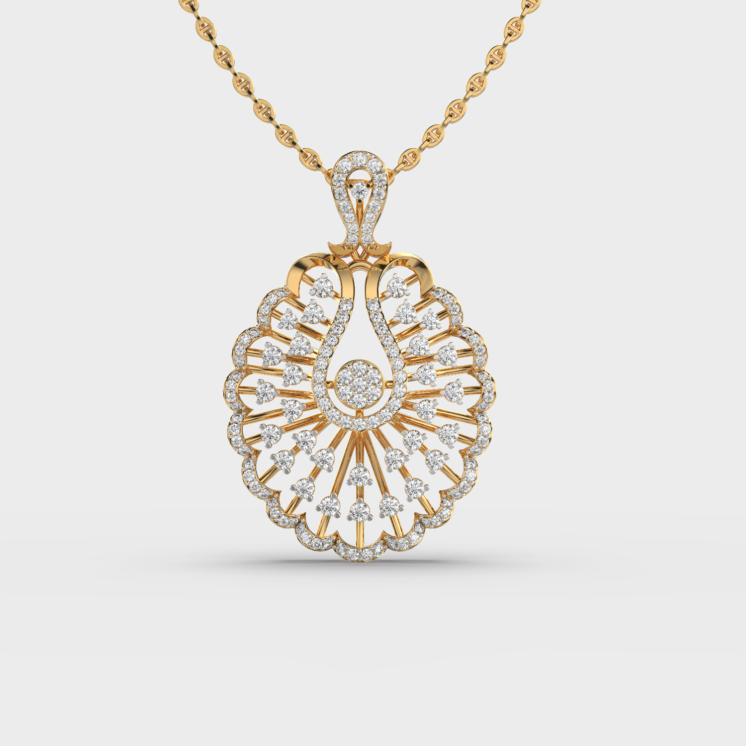 Feather Fan Diamond Pendant