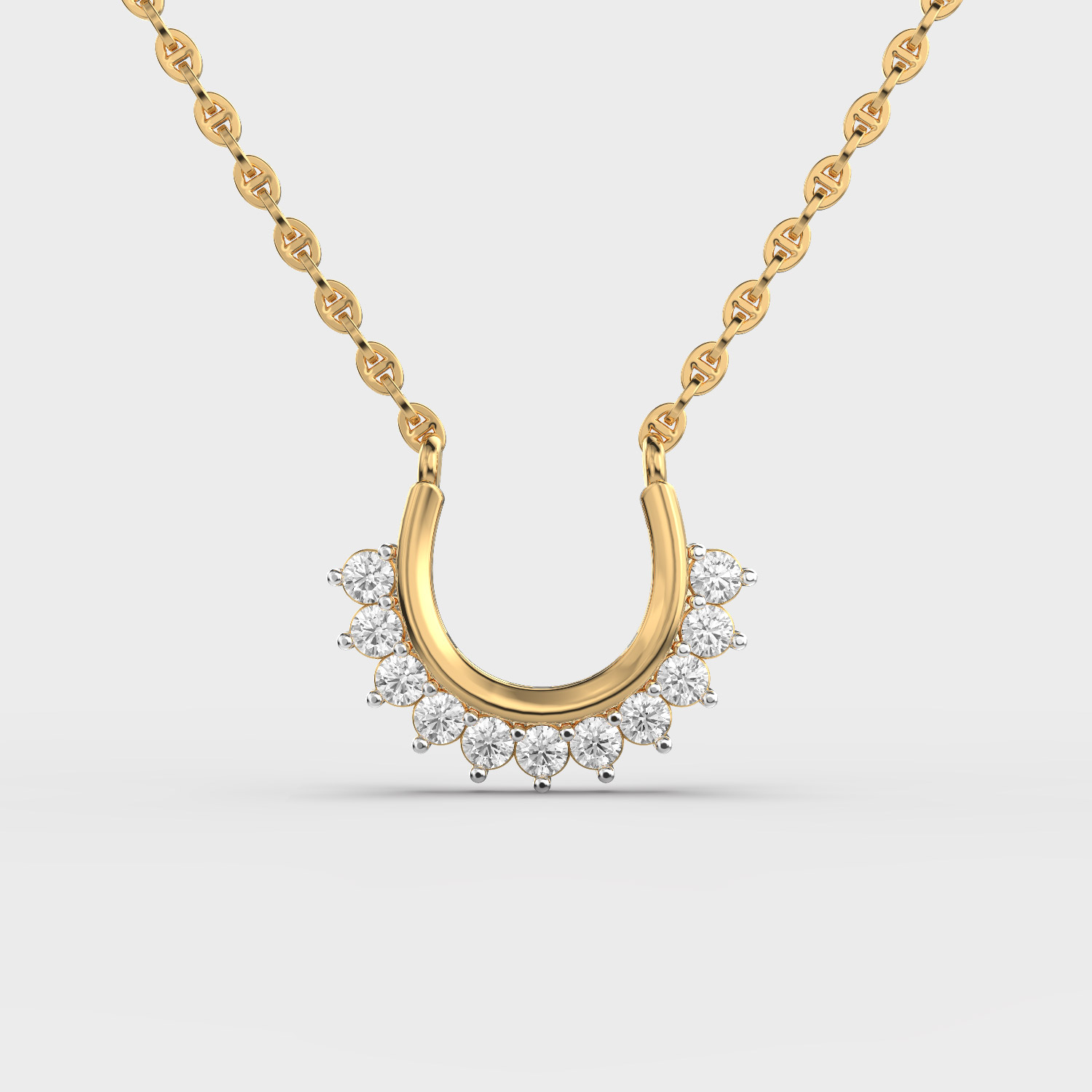 Half U Diamond Encrusted Pendant