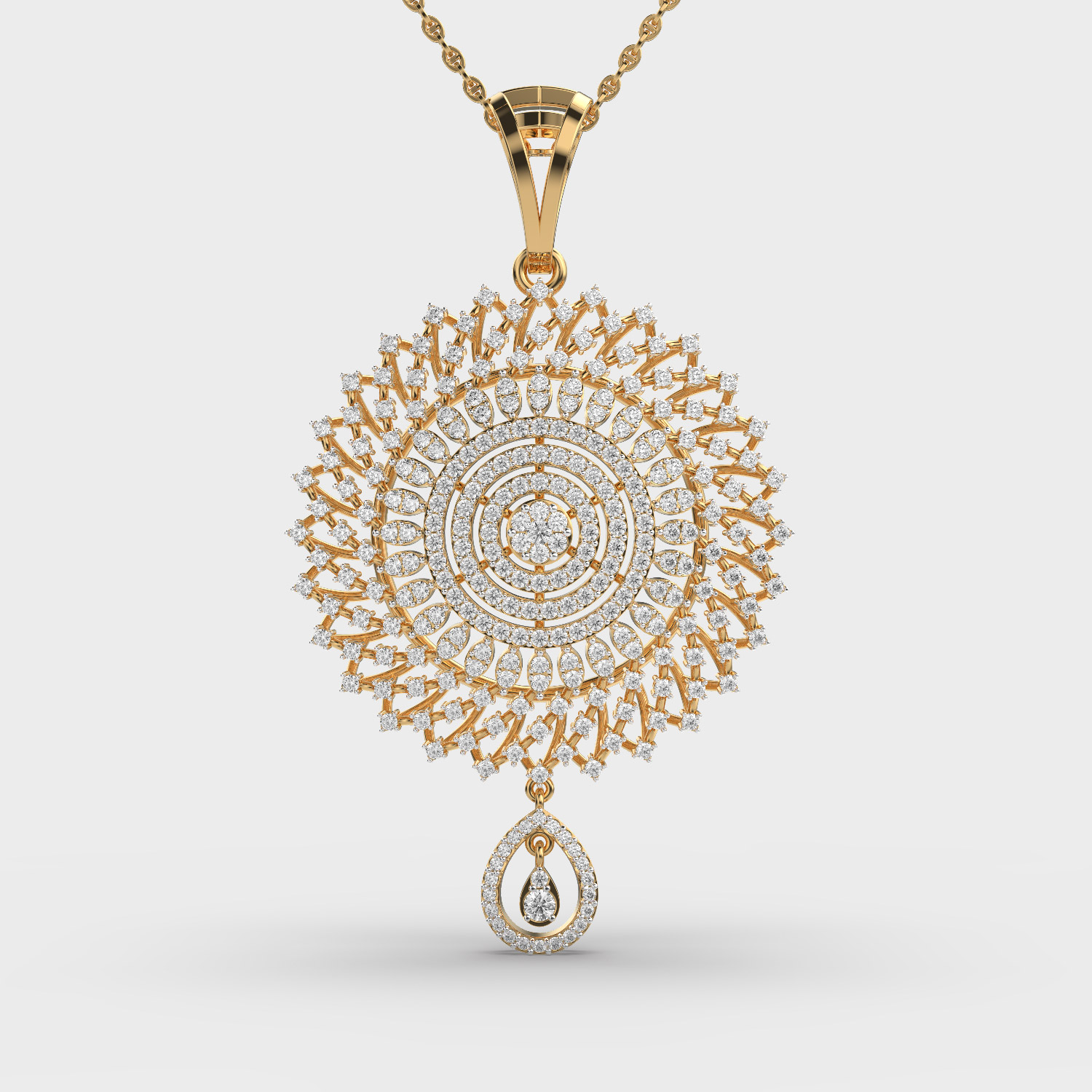 Queen's Ornate Jewel Diamond Pendant With Chain