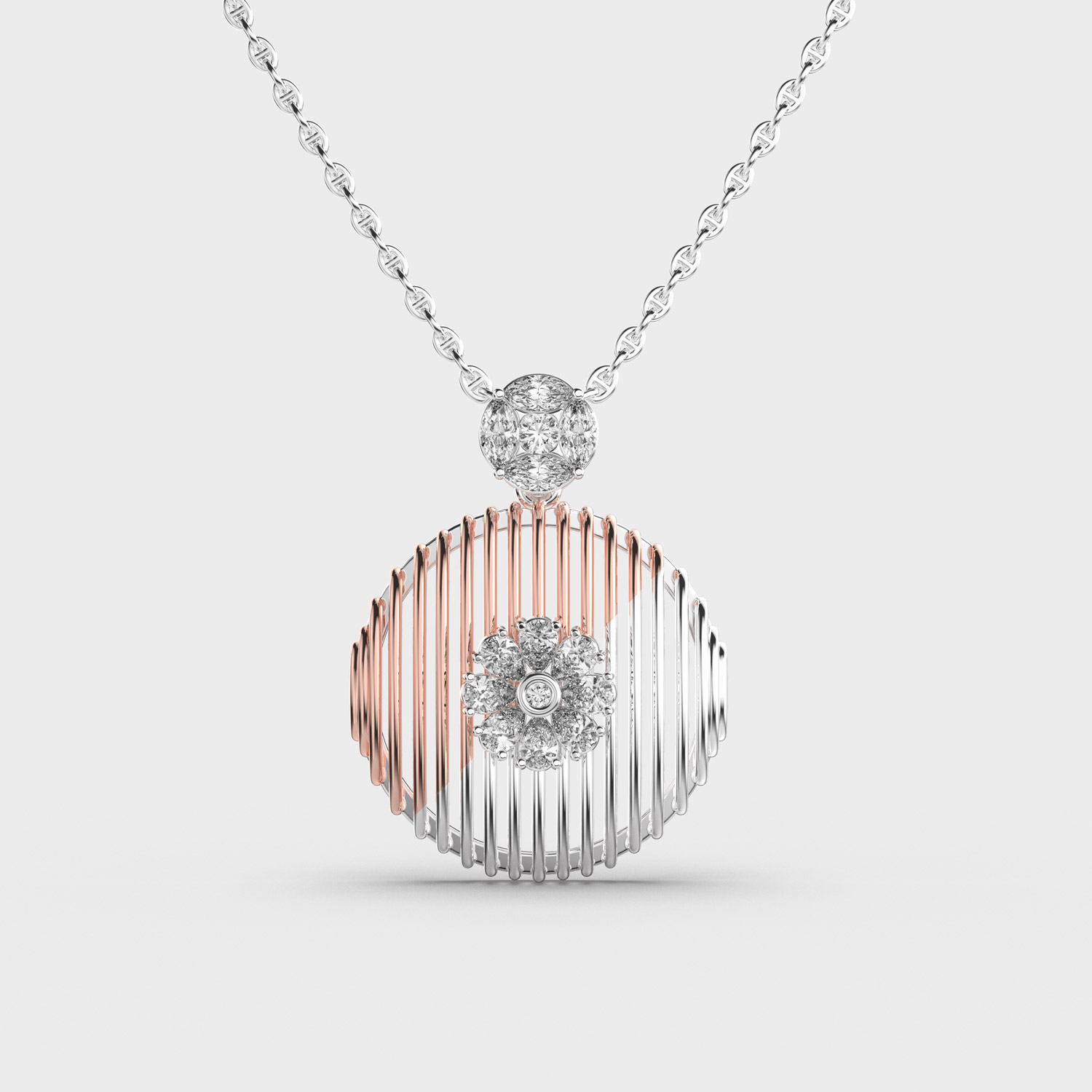 Elegant Dual-tone Diamond Pendant With Chain