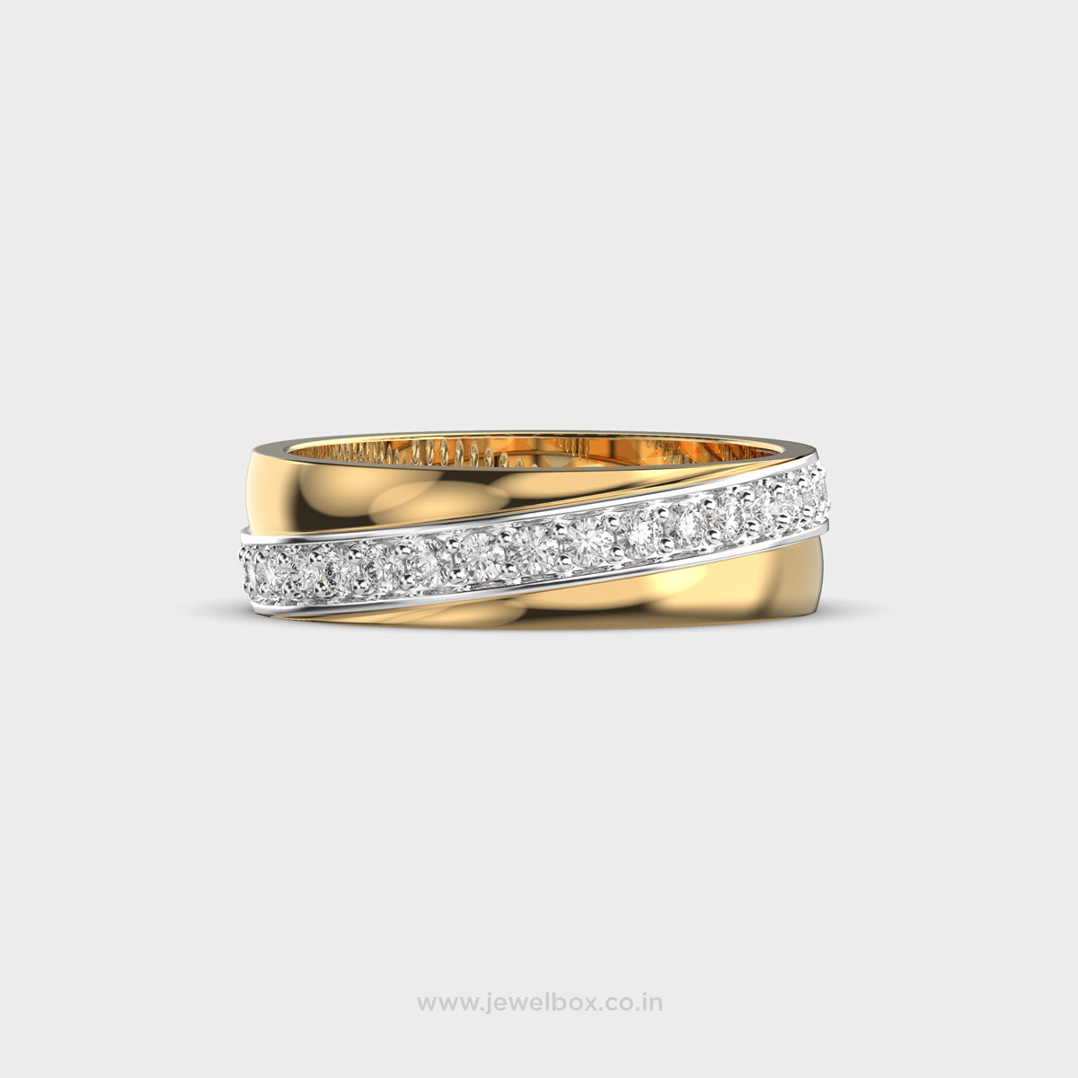 Side-Lined Diamond Encrusted Band Ring