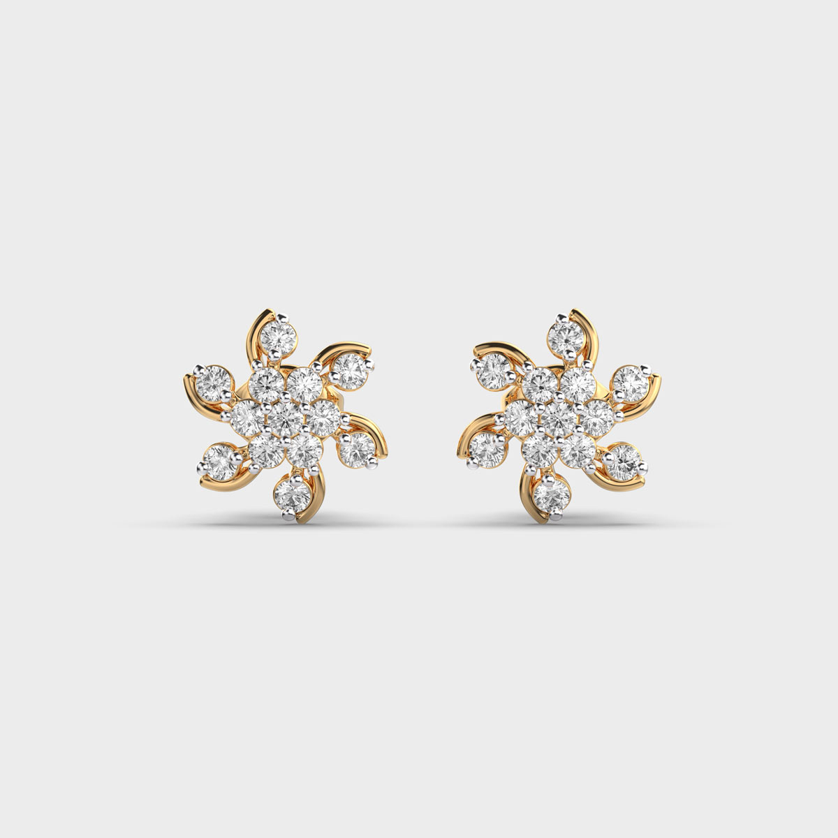 Sun Disk Diamond Sparkle Stud Earrings