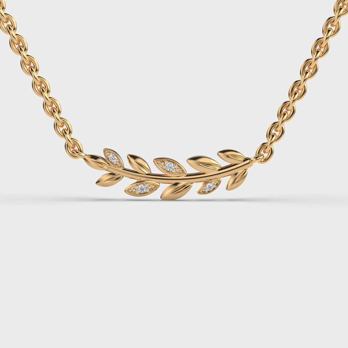 Leafy Charm Diamond Pendant with Chain