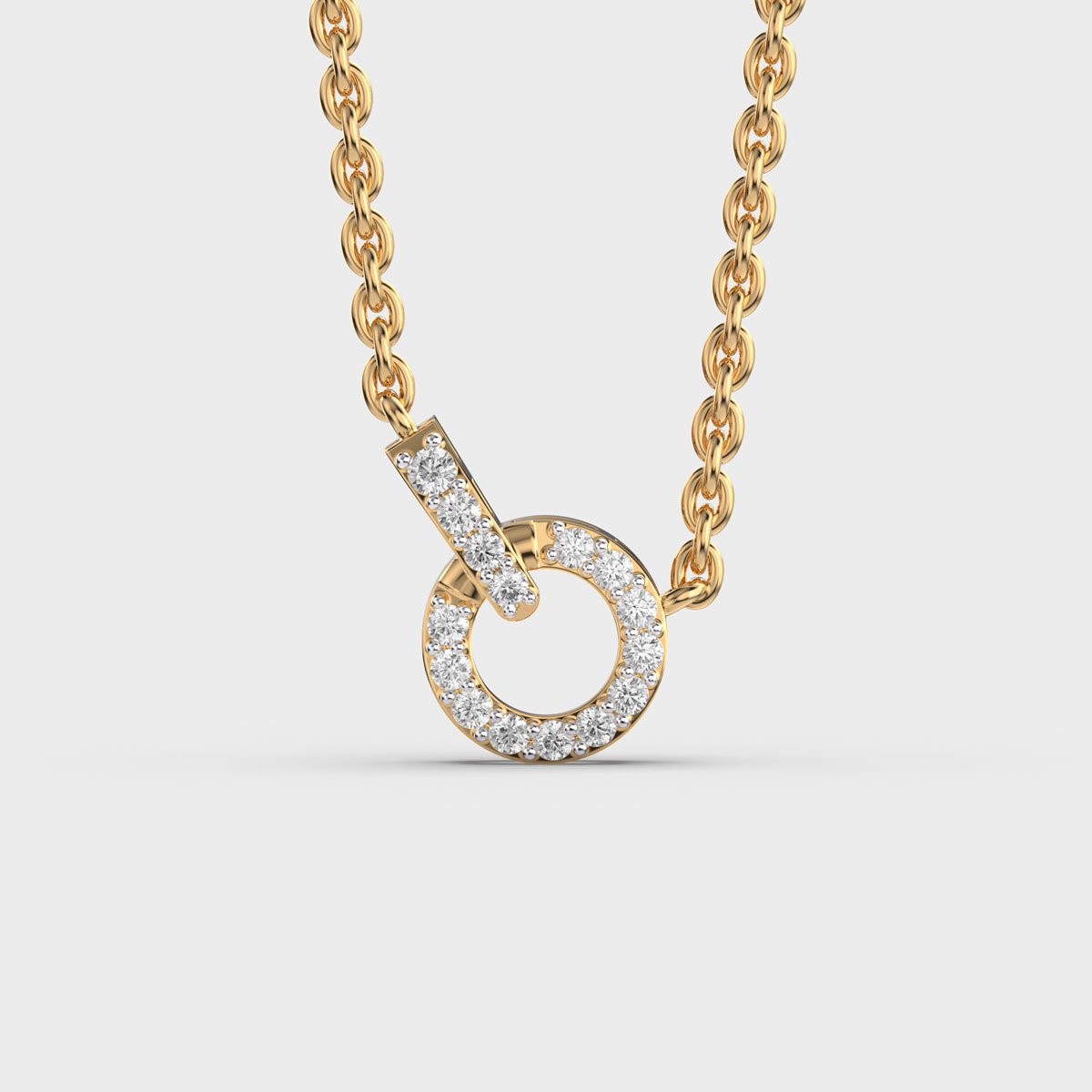 Circular Diamond Pendant with Chain