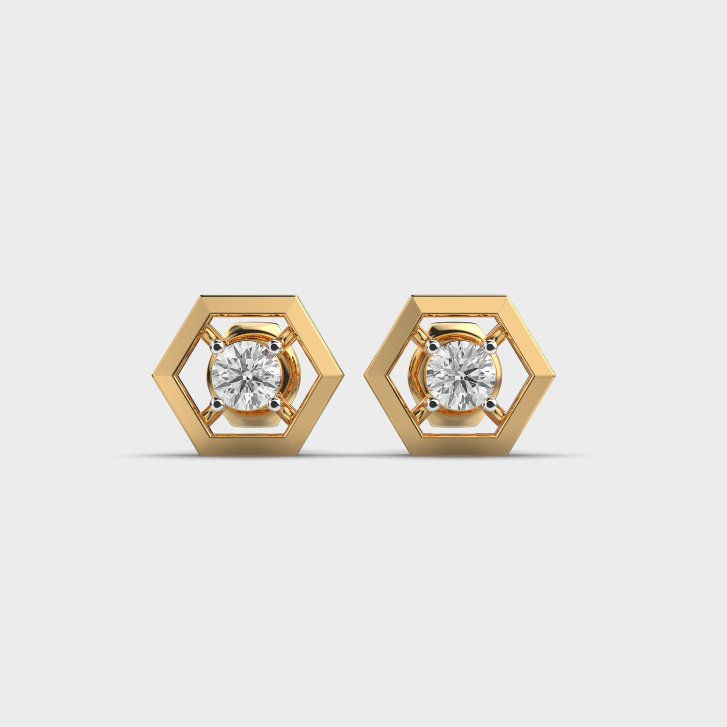 Hexagon Diamond Stud Earrings
