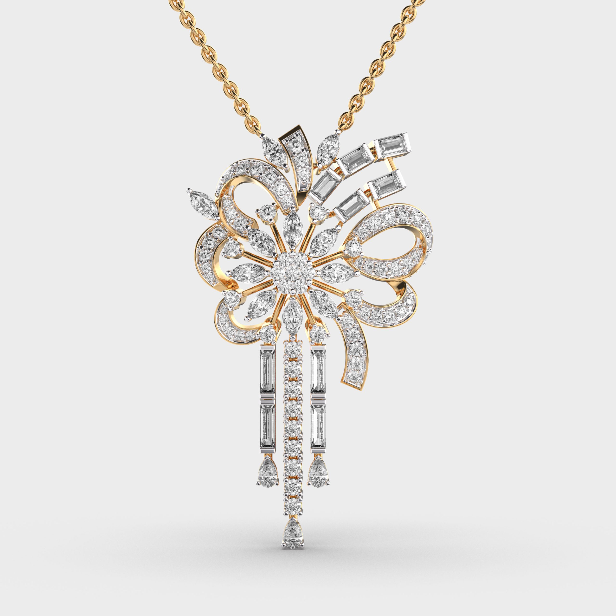 Floral Elegance Diamond Pendant Without Chain