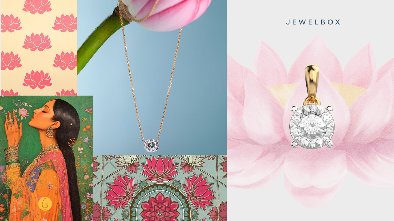 Serenelle Padma Cut Diamond Solitaire Pendant: Dainty Adornment for Durga Puja 