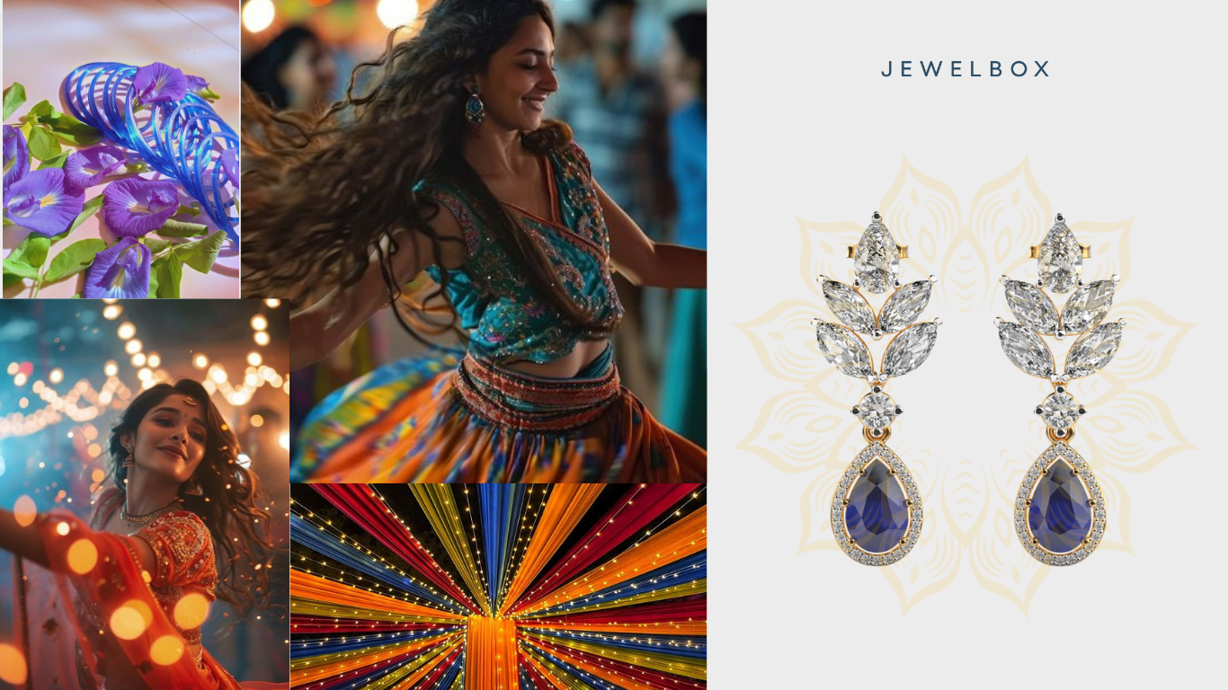 Navratri Jewellery Spotlight: Penelope Blue Stone Mixed Diamond Drops